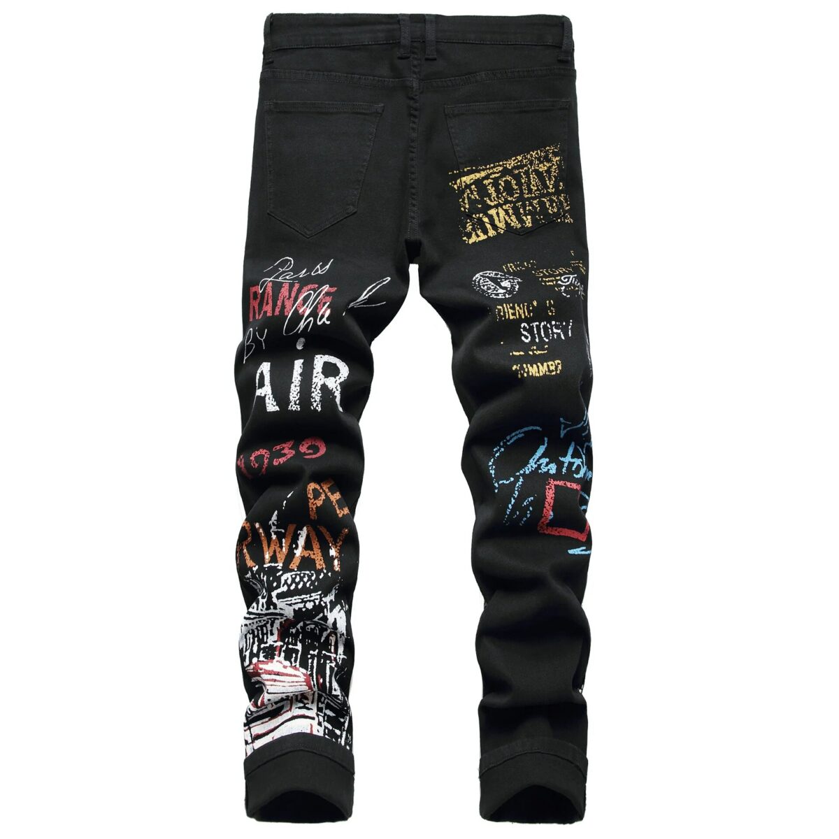 Slim Stretchy Ripped Graphic Denim Pants - Image 2