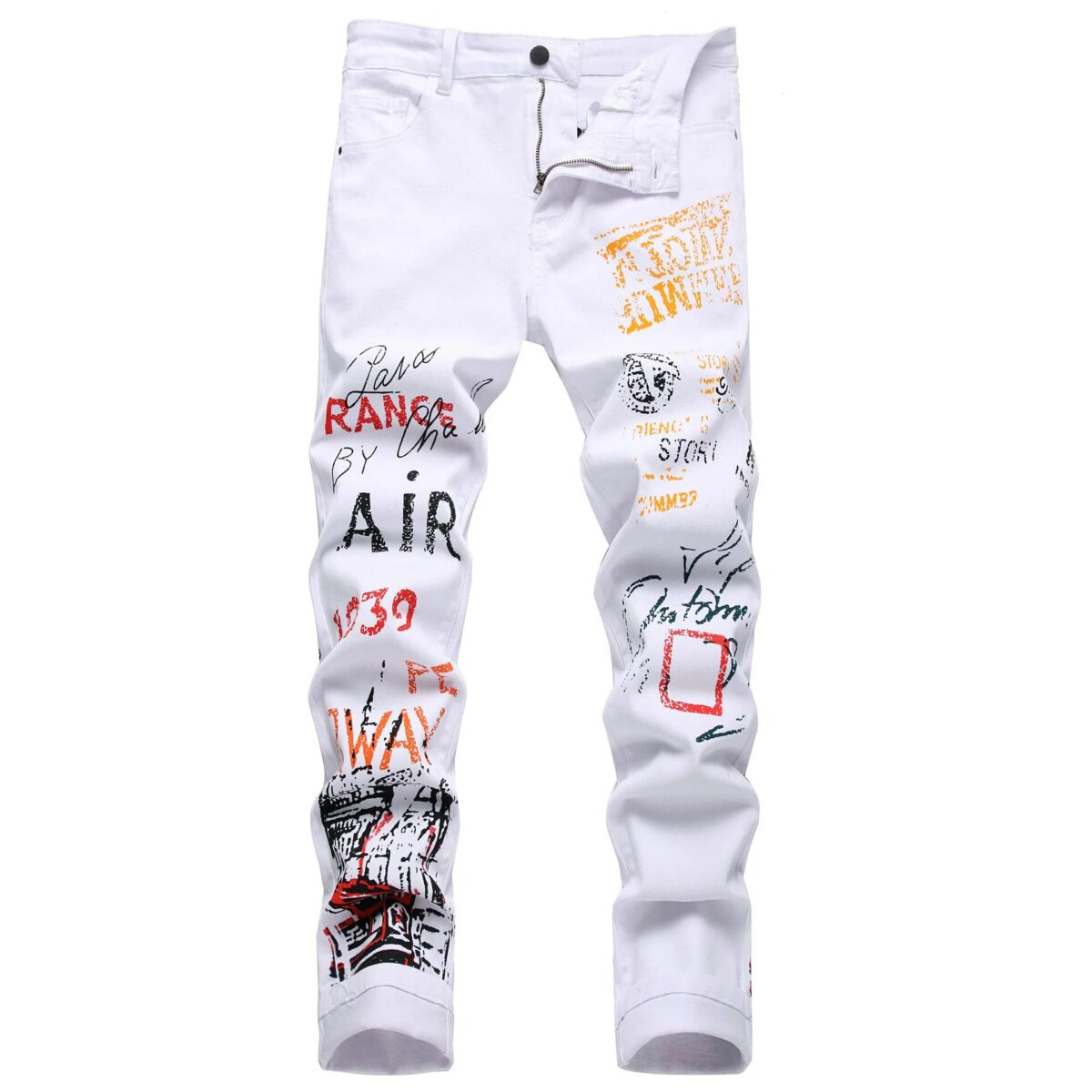 Slim Stretchy Ripped Graphic Denim Pants - Image 3