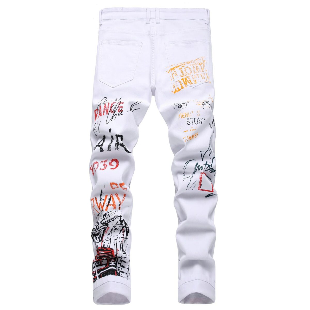 Slim Stretchy Ripped Graphic Denim Pants - Image 4